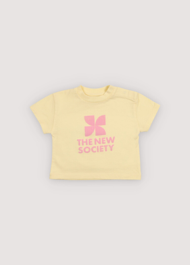 The New Society Tns Logo Baby T-Shirt - Soft Lemon