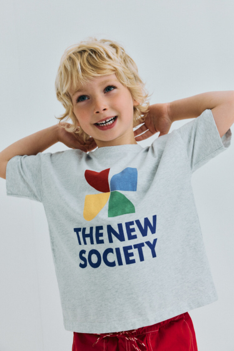 The New Society TNS Logo T-Shirt - Light Grey Melange