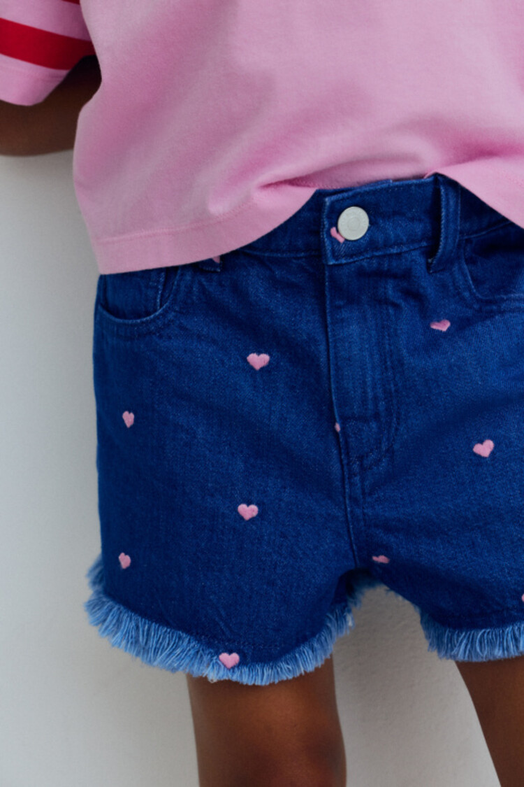 The New Society Lys Short - Hearts Light Denim