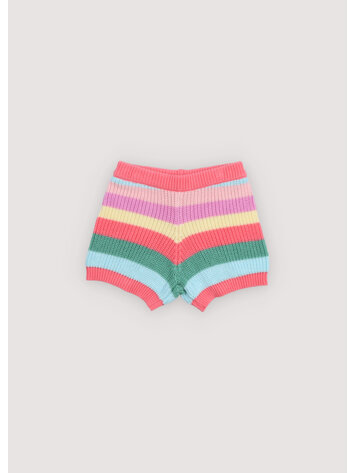 The New Society Canela Short - Flamingo Pink Multicolor Stripes
