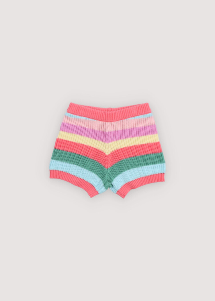 The New Society Canela Short - Flamingo Pink Multicolor Stripes