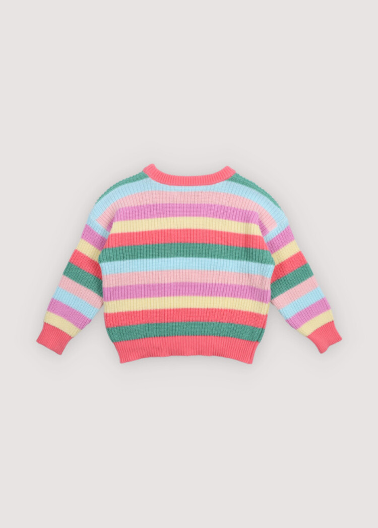 The New Society Canela Jumper - Flamingo Pink Multicolor Stripes