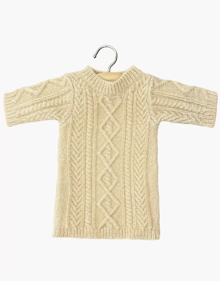 Minikane Gebreide Poppenjurk Lena, Crème