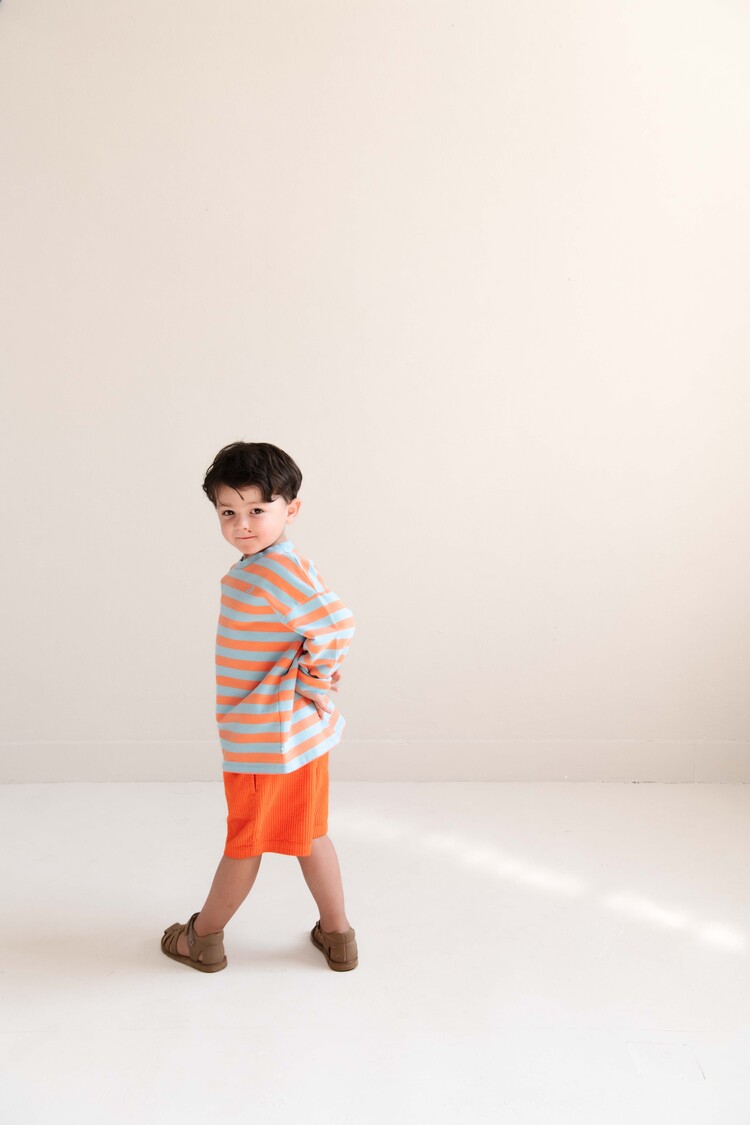 Jenest Moos Oversized LS Sweat T-shirt - Orange Blue