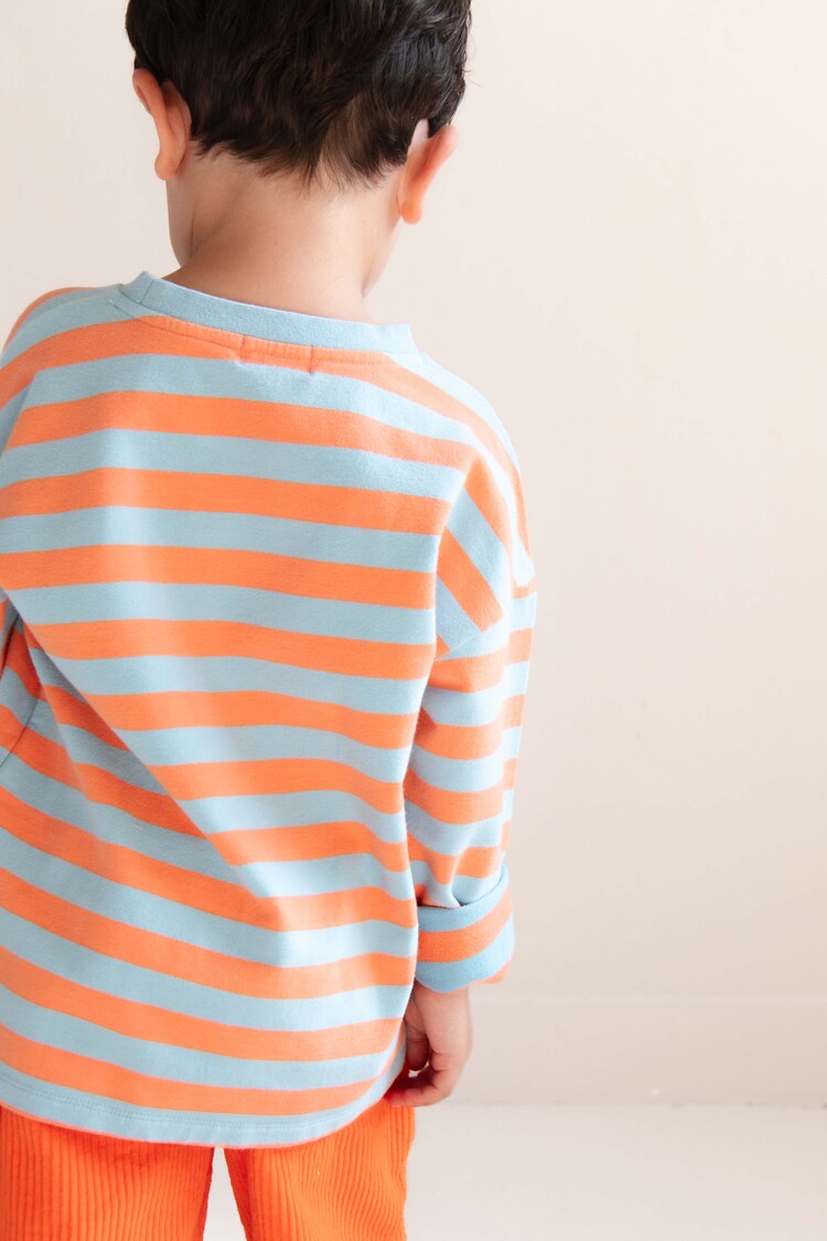 Jenest Moos Oversized LS Sweat T-shirt - Orange Blue