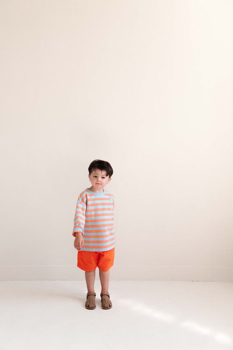 Jenest Moos Oversized LS Sweat T-shirt - Orange Blue