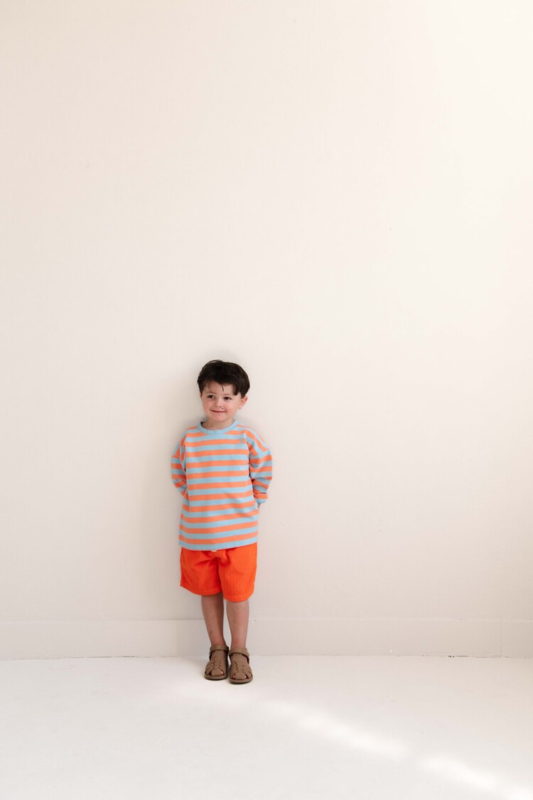 Jenest Moos Oversized LS Sweat T-shirt - Orange Blue