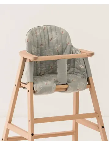 Nobodinoz Growing Green High Chair Cushion - White Gatsby/Antique Green