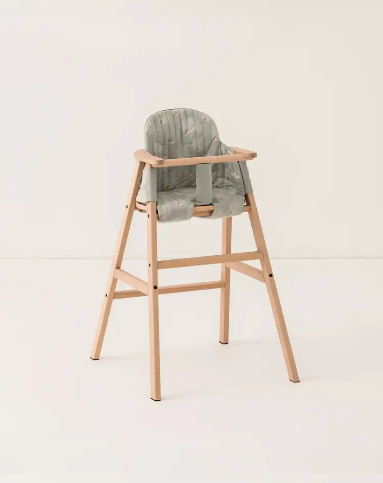 Nobodinoz Growing Green High Chair Cushion - White Gatsby/Antique Green
