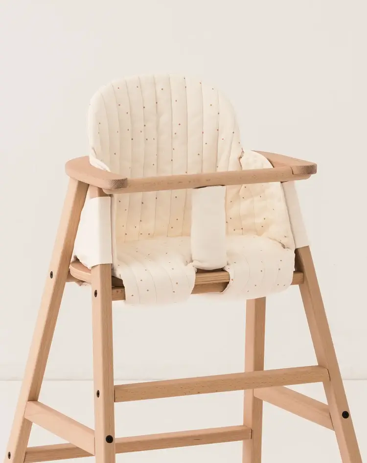 Nobodinoz Growing Green High Chair Cushion - Natural Honey Sweet Dots