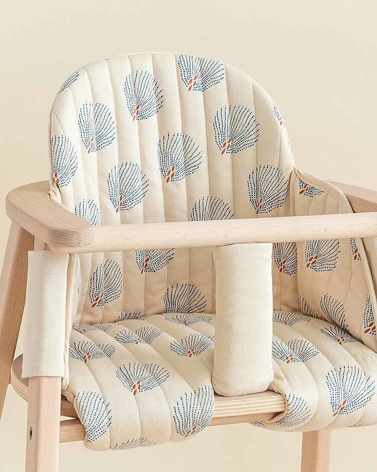 Nobodinoz Growing Green High Chair Cushion - Blue Gatsby/Cream