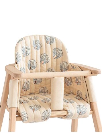 Nobodinoz Growing Green High Chair Cushion - Blue Gatsby/Cream