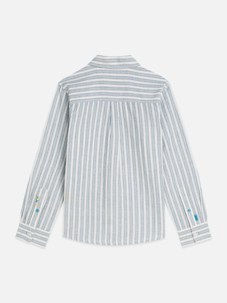 Scotch & Soda Striped Shirt - Tahitian Teal Stripe