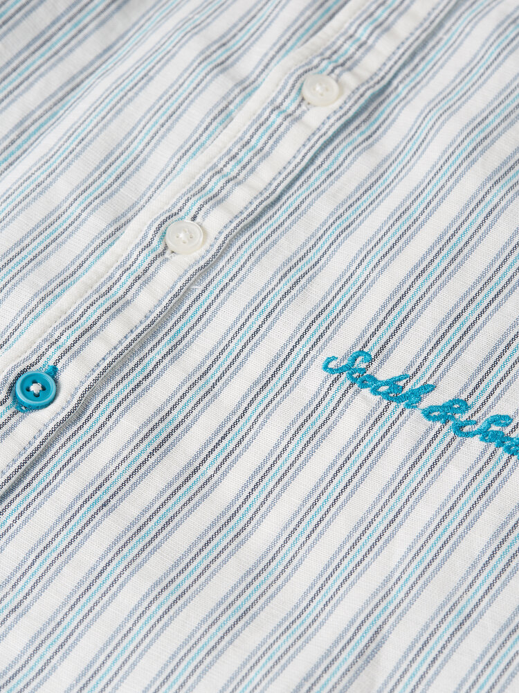 Scotch & Soda Striped Shirt - Tahitian Teal Stripe