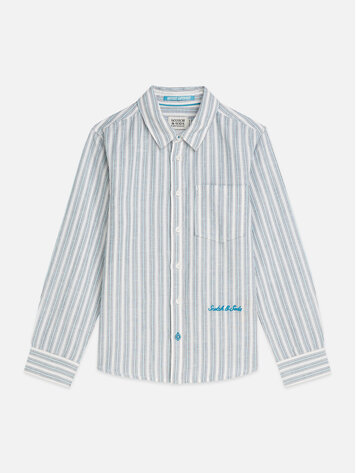 Scotch & Soda Striped Shirt - Tahitian Teal Stripe