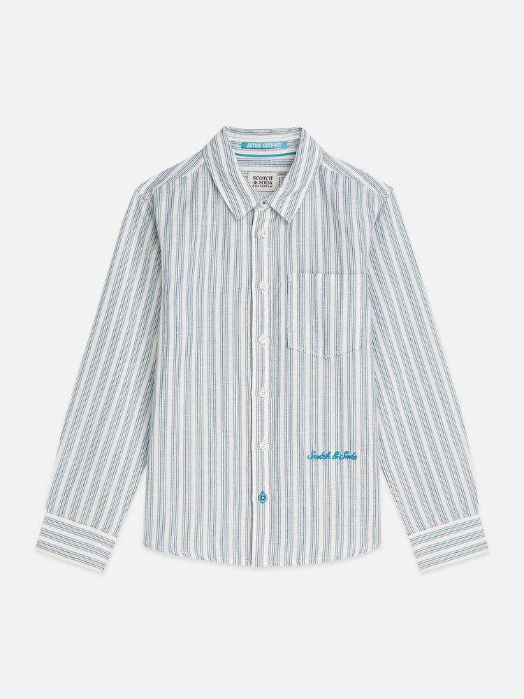 Scotch & Soda Striped Shirt - Tahitian Teal Stripe