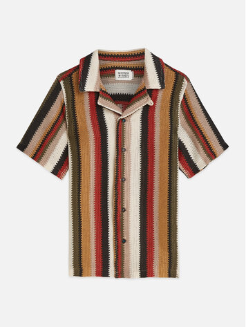 Scotch & Soda Knitted Stripe SS Shirt - Multi Color Stripe
