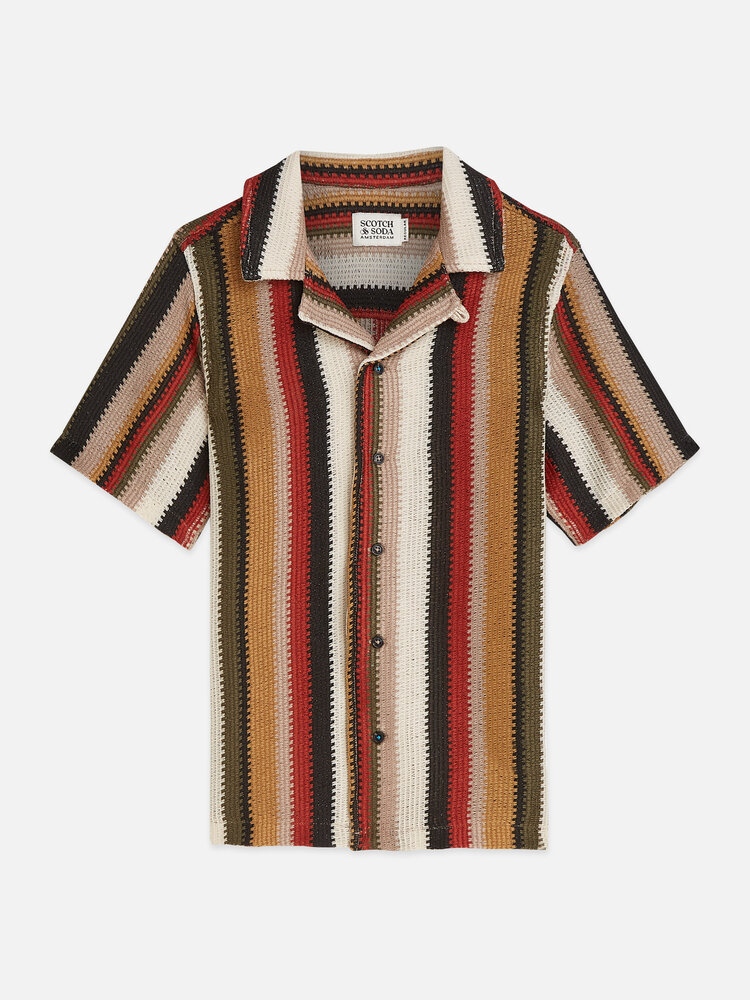 Scotch & Soda Knitted Stripe SS Shirt - Multi Color Stripe