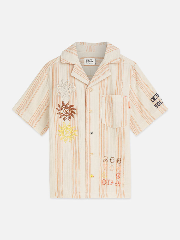Scotch & Soda Placed SS Shirt - Eggnog Stripe