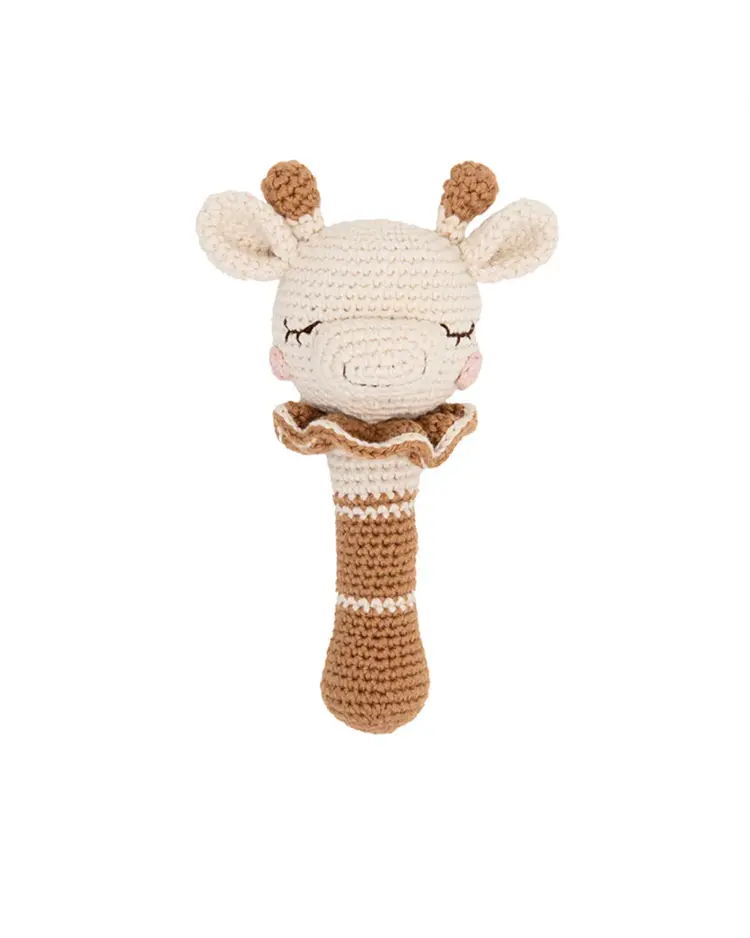 Patti Oslo Goldie The Giraffe Rattle - Cream/Caramel With Bell