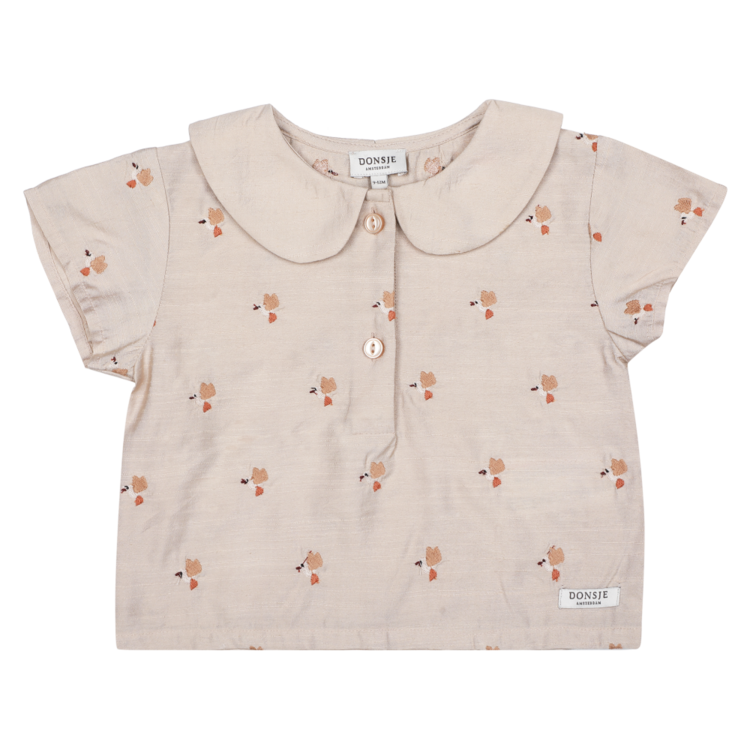 Donsje Amsterdam Nesa Blouse Hummingbirds - Soft Taupe