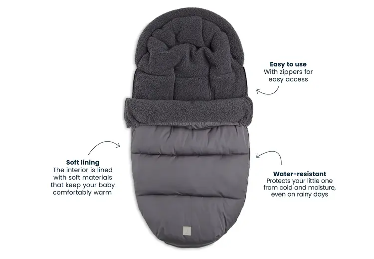 Jollein Footmuff for Buggy/Stroller - Puffed Grey