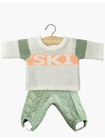 Minikane Knitted Set “SKI” Sweater With Popeye Leggings - Orange/Green