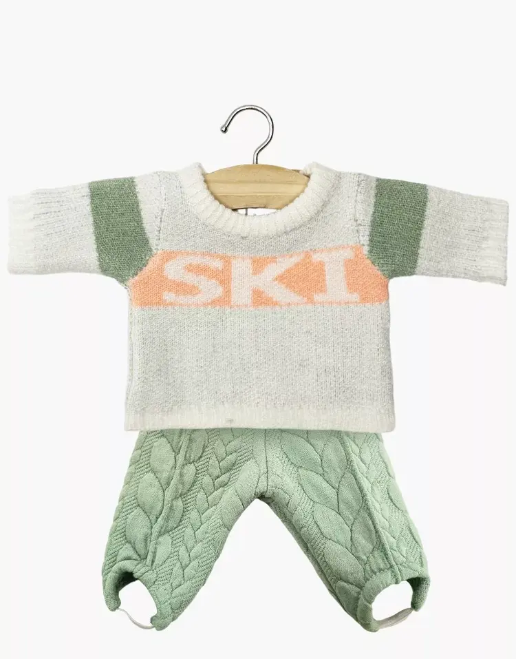 Minikane Gebreide Set “SKI” Trui Met Popeye Legging - Oranje/Groen
