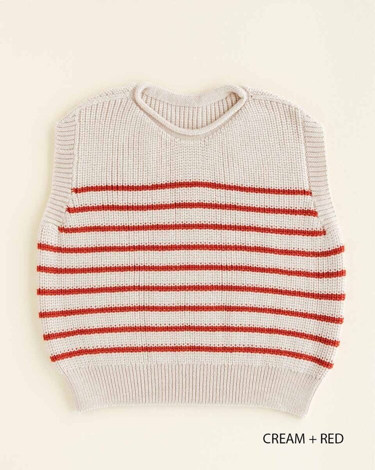 Hvid Vest Harvey - Cream/Red