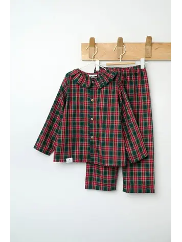 Undermonkeys PJ Set Frilled Neckline - Winter Red Checked