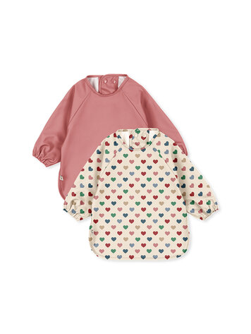 Konges Sløjd 2 Pack Dinner Bib - Coeur Colore/Faded Rose