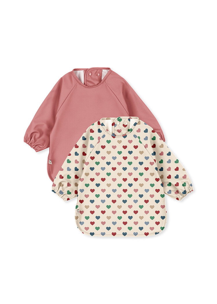 Konges Sløjd 2 Pack Dinner Bib - Coeur Colore/Faded Rose