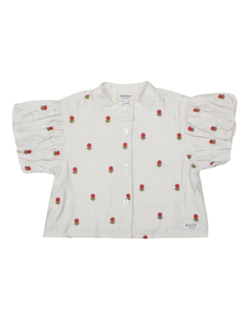 Donsje Amsterdam Eliora Blouse Red Roses - Soft Sand