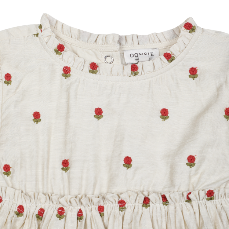 Donsje Amsterdam Camilla Dress Red Roses - Soft Sand