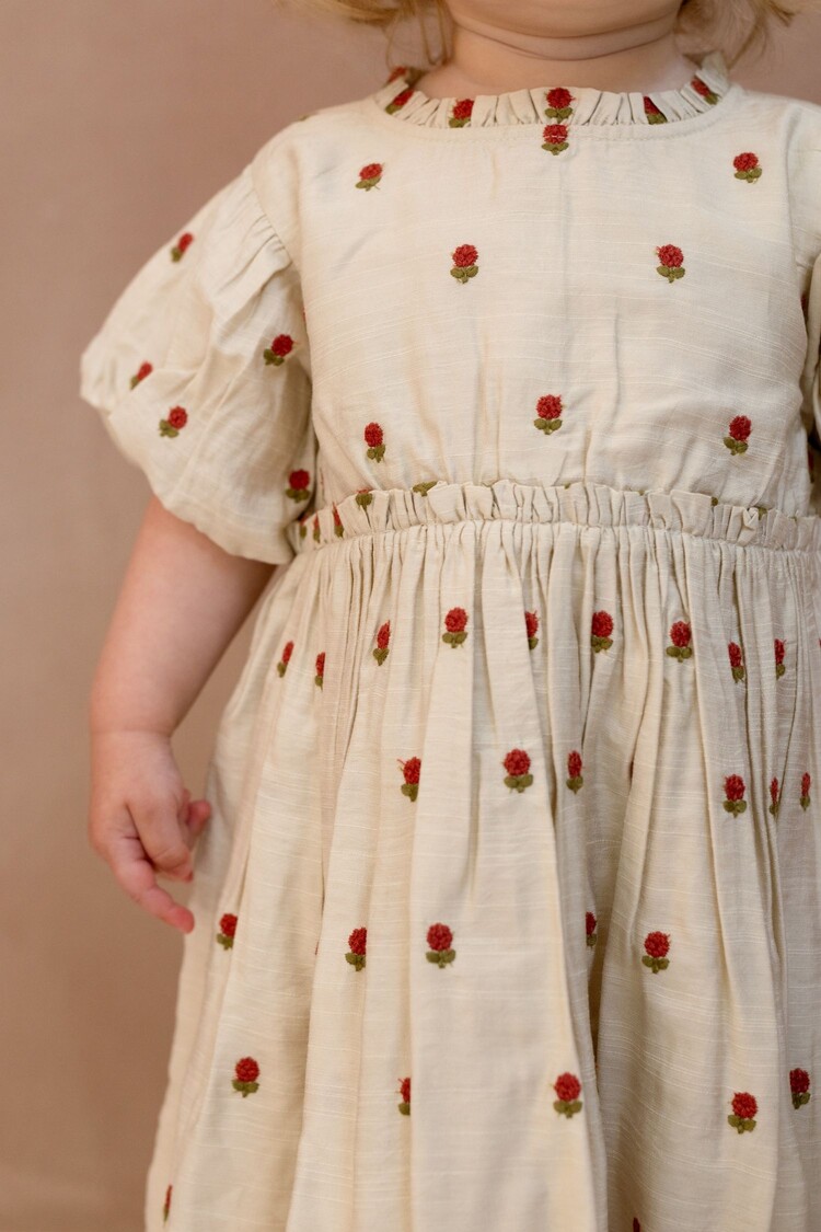 Donsje Amsterdam Camilla Dress Red Roses - Soft Sand