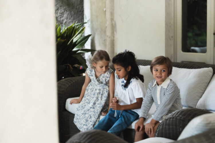 Babe & Tess Jessica Chemise - Bianco Blue Royal