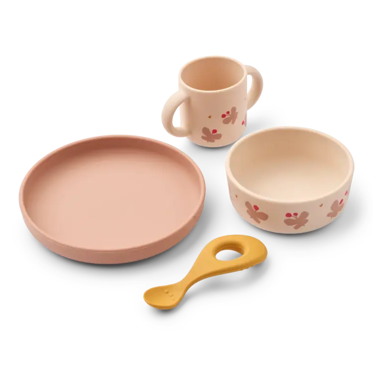 Liewood Vivi Printed Eetset - Butterfly/Apple blossom