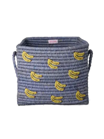 Square Raffia Basket - Blue