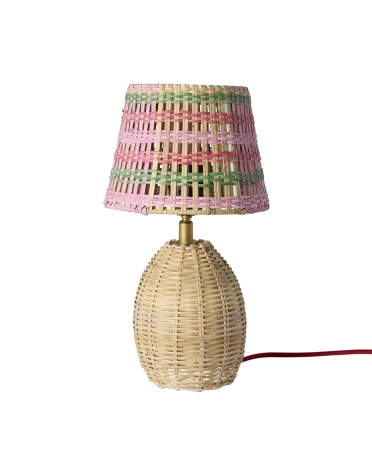 Rice Rotan Lamp Nature - Pink