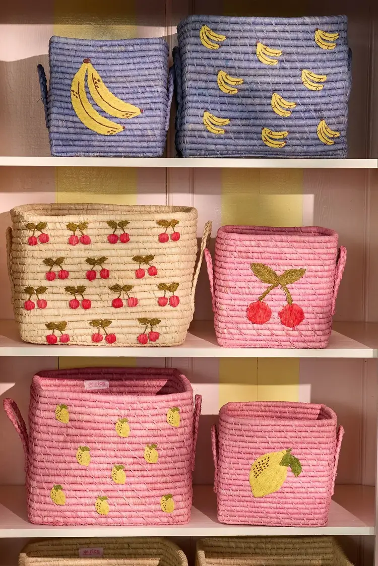 Square Raffia Basket - Rose