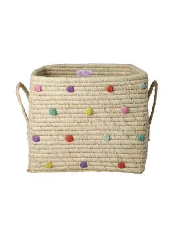 Rice Square Raffia Basket - Tea