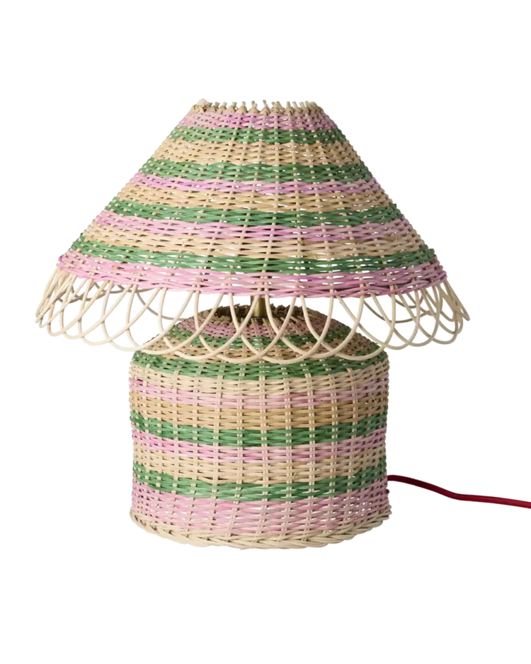 Rice Low Nature Rattan Table Lamp - Pink