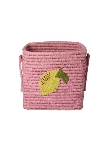 Rice Raffia Mandje Klein - Rose