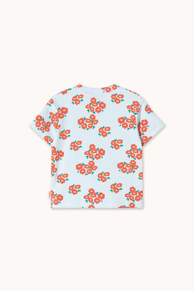 Tiny Cottons Blossoms Rib Tee - Blue/Red
