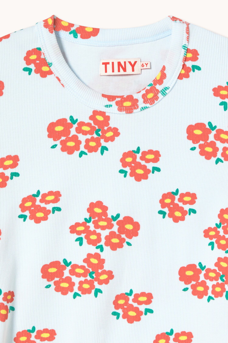Tiny Cottons Blossoms Rib Tee - Blue/Red