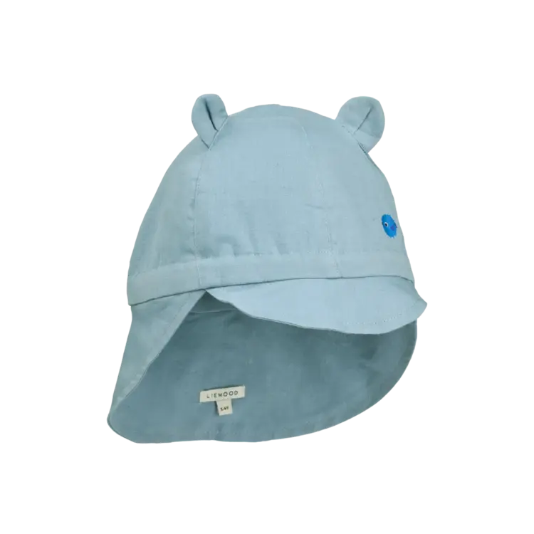 Liewood Gorm Linen Sun Hat With Ears - Beach Blue