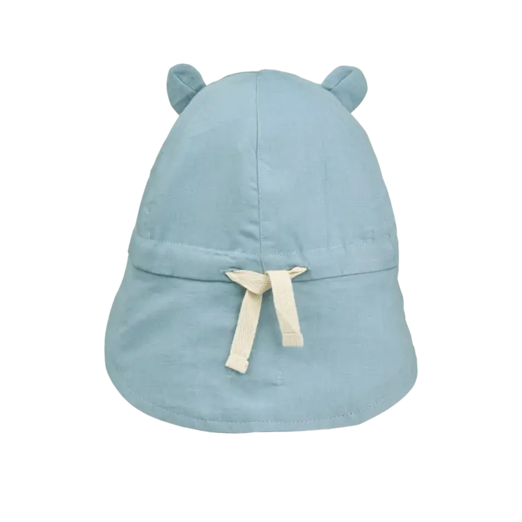 Liewood Gorm Linen Sun Hat With Ears - Beach Blue