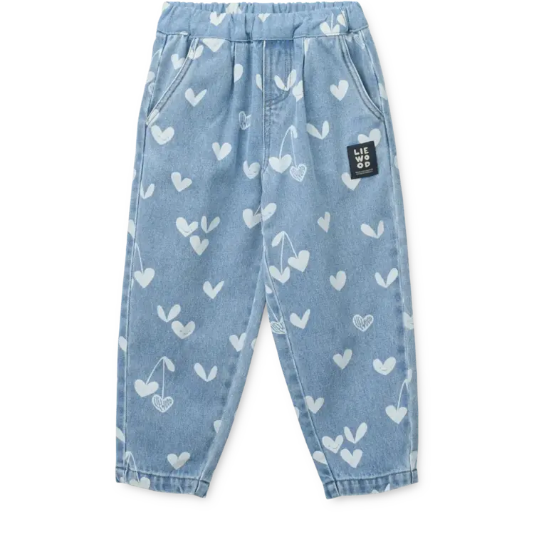 Liewood Borris Printed Denim Pants - Sweethearts/Light Blue Denim