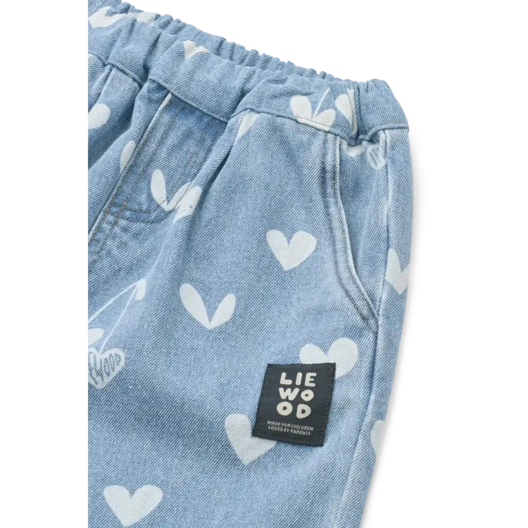 Liewood Borris Printed Denim Pants - Sweethearts/Light Blue Denim