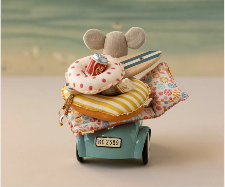 Maileg Car, Mouse - Light Blue